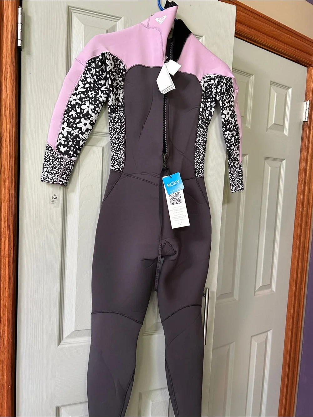 Roxy 3/2mm Swell Series BACK Zip Wetsuit GREY VIOLET PURPLE Size 16 girls New